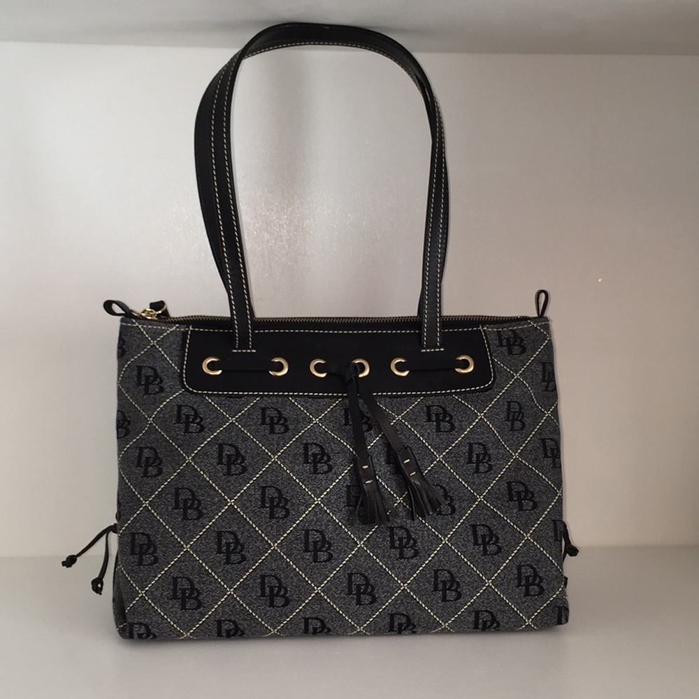 Dooney & Bourke Large Navy Monogram Canvas Tote